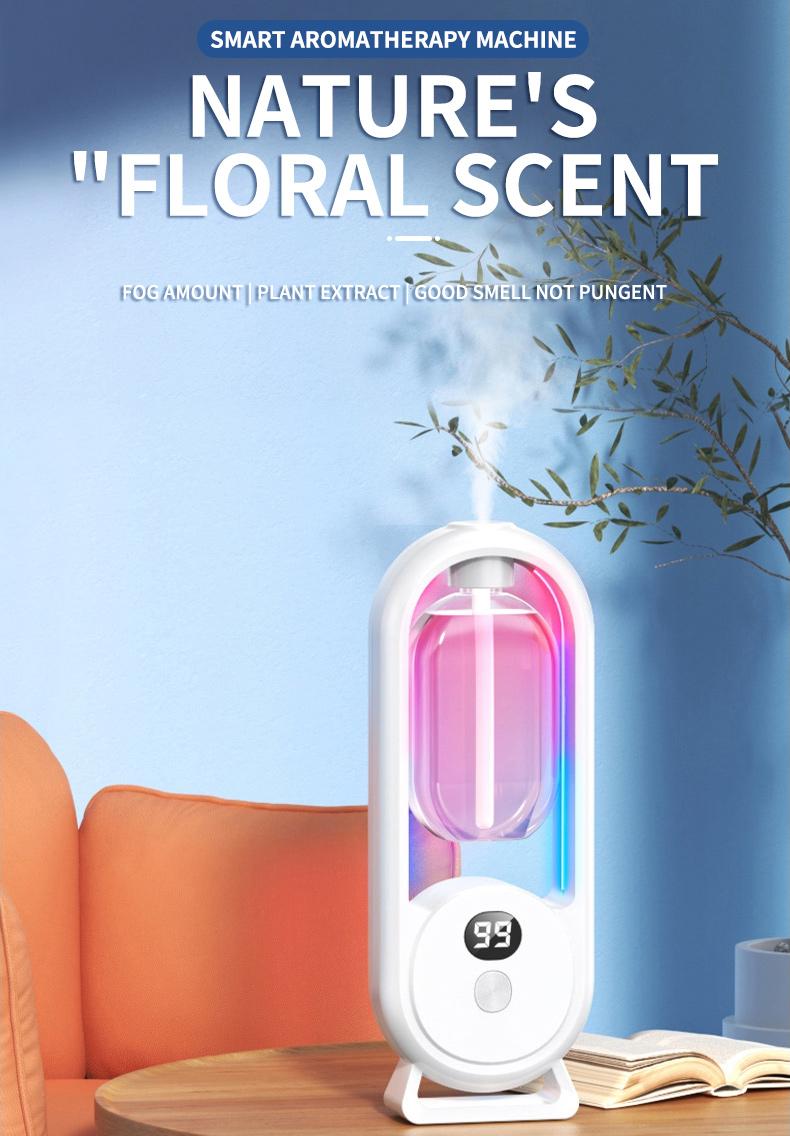 Product Introduction of Automatic Aroma Diffuser Spray Aromatherapy Fragrance Humidifiers Essential Oi Digital Display Rechargeable Fragrance Machine Air Freshener 24