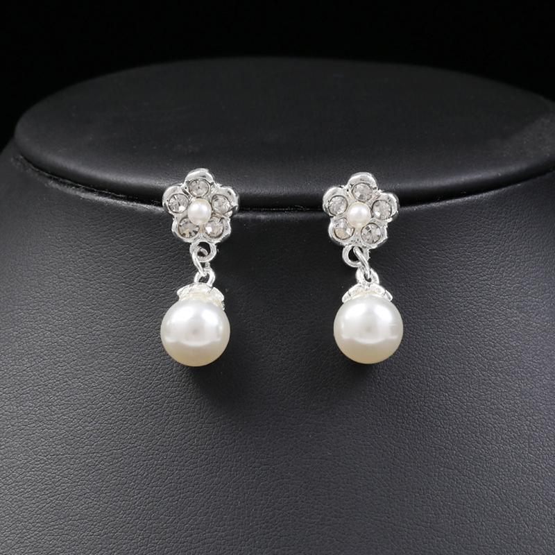 Ruitazd-Bộ Vòng Cổ Đính Cườm Cho Nữ, 1 Bộ, Ngọc Trai Giả Bóng, Kim Cương Giả, Hoa Nhúng, Vòng Cổ Cô Dâu, Bộ Bông Tai Đinh Tán, Trang Sức Đám Cưới 7