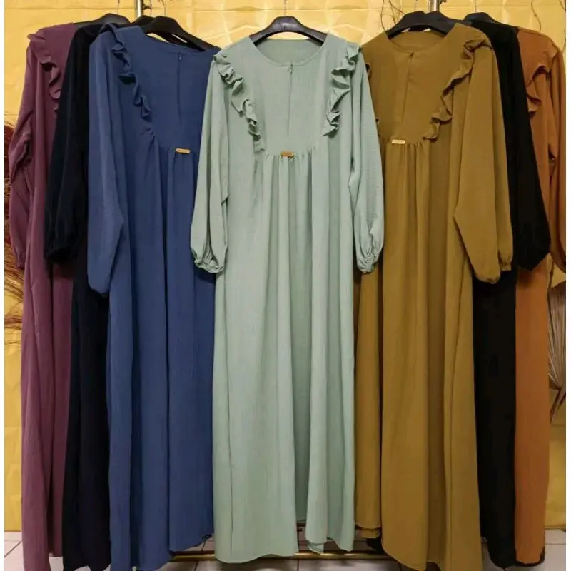 GAMIS SAMIRA CRINKLE AIRFLOW TERBARU LD 110CM // GAMIS WANITA muslimAH CRINKLE AIRFLOW muslim panjang wudhu Dress  Syari Polos Hitam Cantik Nyaman Menyusui Pink Dewasa Simple Maxi Dewasa Simple Remaja Mewah Kondangan Pesta 2