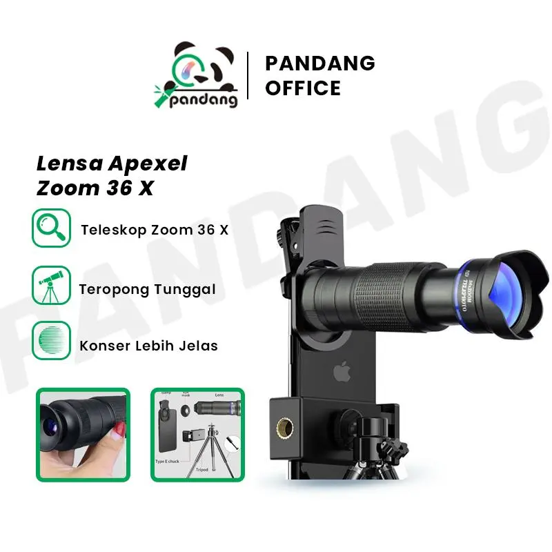 [COD] Pandang Lensa Kamera Hp Apexel 18x25 Zoom vlog Paduan Aluminium Tripod Teleskop 28x/36x/60x Hp 200x