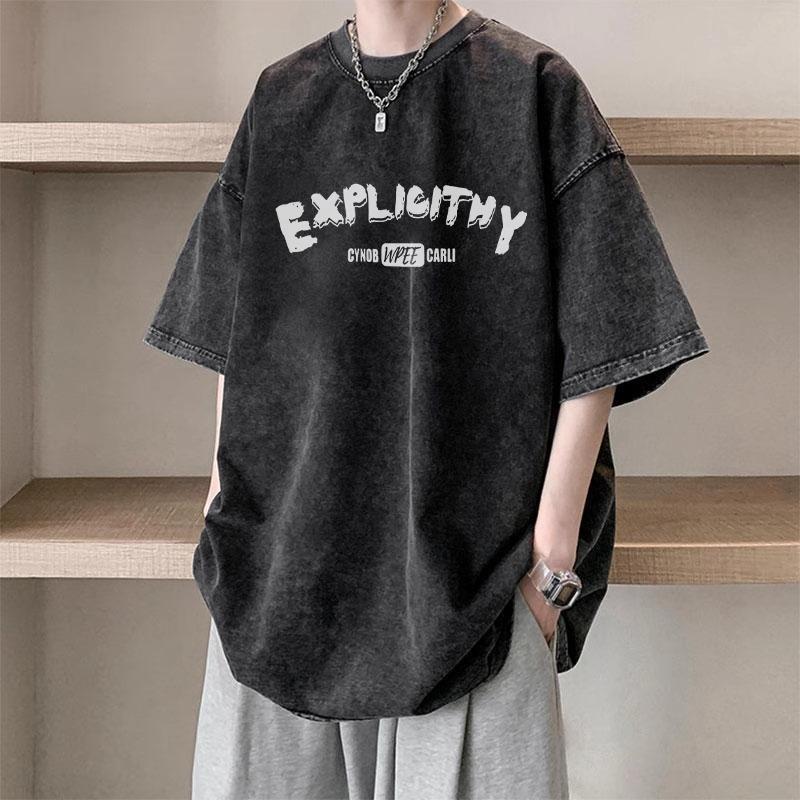 Product Introduction of ANDREA cotton nguyên chất mùa hè 2024 phong cách mới giặt đau khổ đa năng thời trang phong cách Hàn Quốc hợp thời trang rộng rãi cho nam nữ áo thun ngắn tay in hình học sinh cao cấp 15