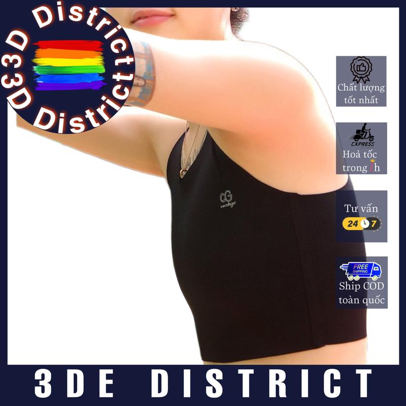 Áo Nịt Ngực Không Viền, Siêu Mỏng Nhẹ cho Tomboy/ Transguy,  Áo bó ngực tròng cổ - Không gài không kéo Kem Voi Thun Đen