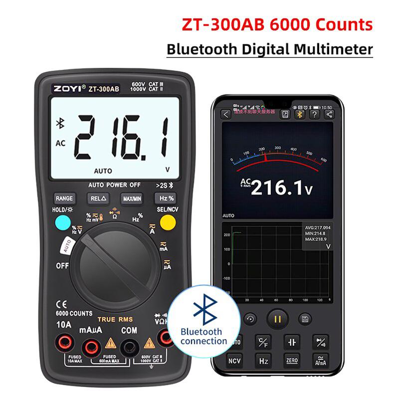 Đồng Hồ Đo Điện Vạn Năng Điện Tử Zoyi ZT-300AB Kết Nôi Bluetooth, Đồng Hồ Đo Điện Đa Năng Đo Điện Trở Cách Điện, Điện Áp AC DC, Kiểm Tra Tụ Điện, Dò Điện NVC 4