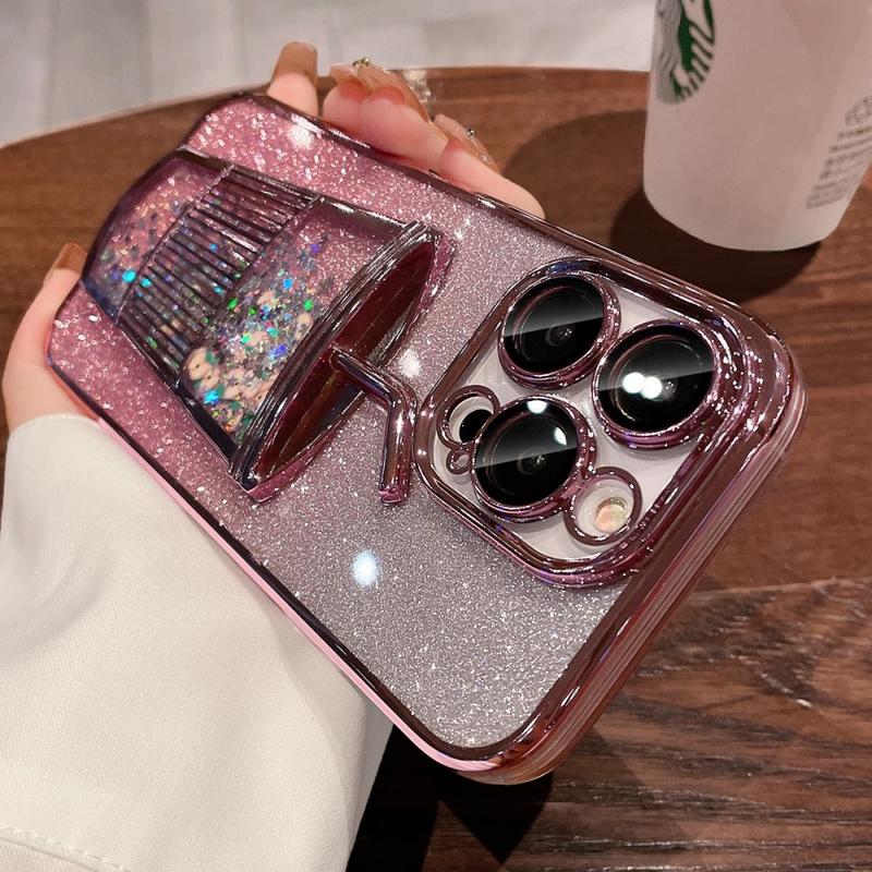 Product Introduction of Aesthetic quicksand cup plating glitter TPU camera case for iPhone 13 14 12 Pro max with lens protection shockproof soft back cover 21