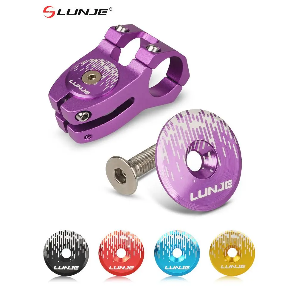 LUNJE Bicycle Stem Headset Cover Mountain Road Bike Stem Cover Ultra-light Aluminum Alloy Fork Top Cover Accessories