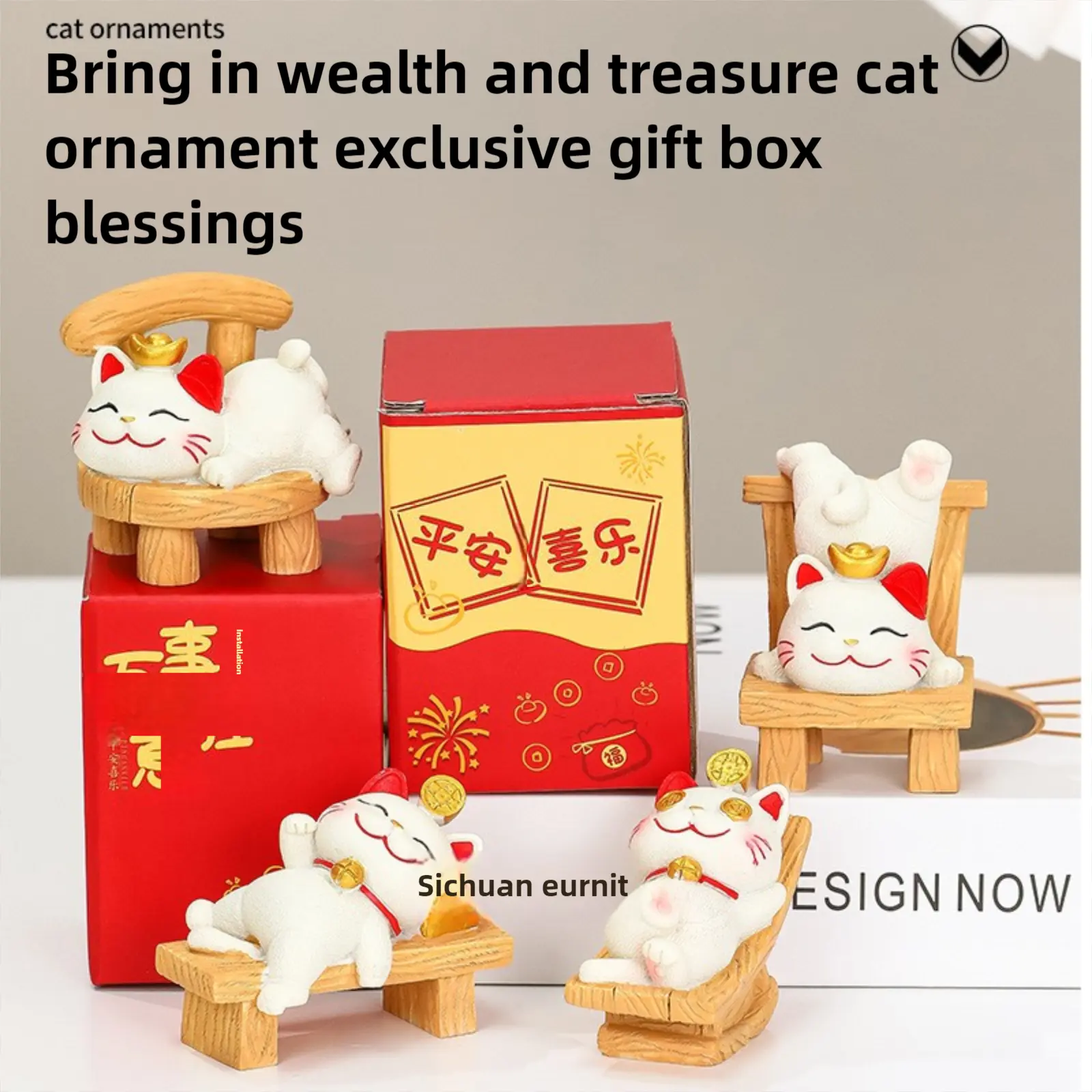 Zhaocai Cat Home Furnishings Gift Opening Cartoon Internet Celebrity Cat Resin Doll Desktop Ornament Crafts for Women