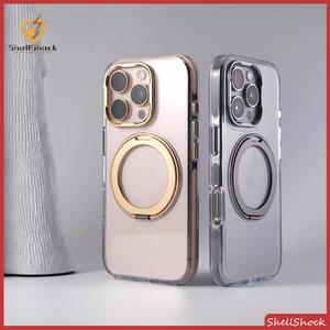 Transparent 360-degree stand magnetic phone case for iPhone 16/16 Pro/16 Pro Max/16 Plus/15/15 Pro/15 Pro Max/14 Pro/14 Pro Max/13, hard shell, shockproof, compatible with MagSafe