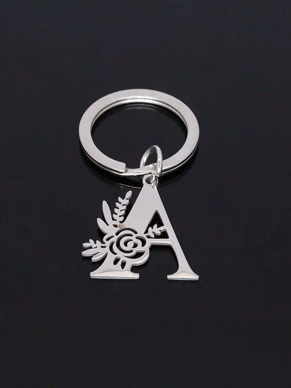 Stainless Steel Letter Design Keychain, Fashionable Keychain for Men & Women, Durable Metal Bag & Car Key Accessory 4