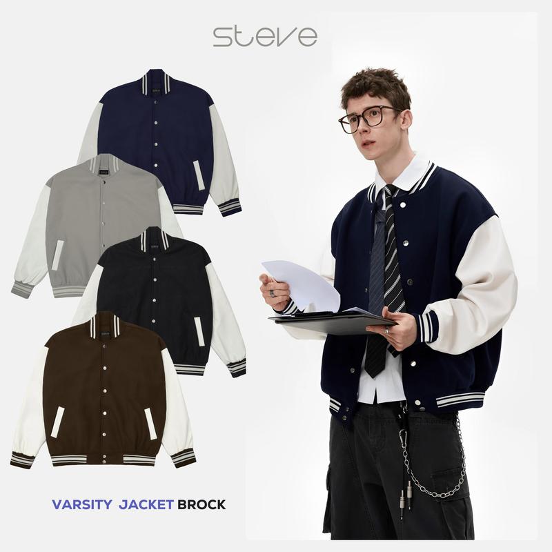 [ BÁN CHẠY ] Áo Khoác Bomber Basic STEVE Nam nữ Form Rộng Unisex - AK03 varsity  chần áo  khoác Jacket Menswear
