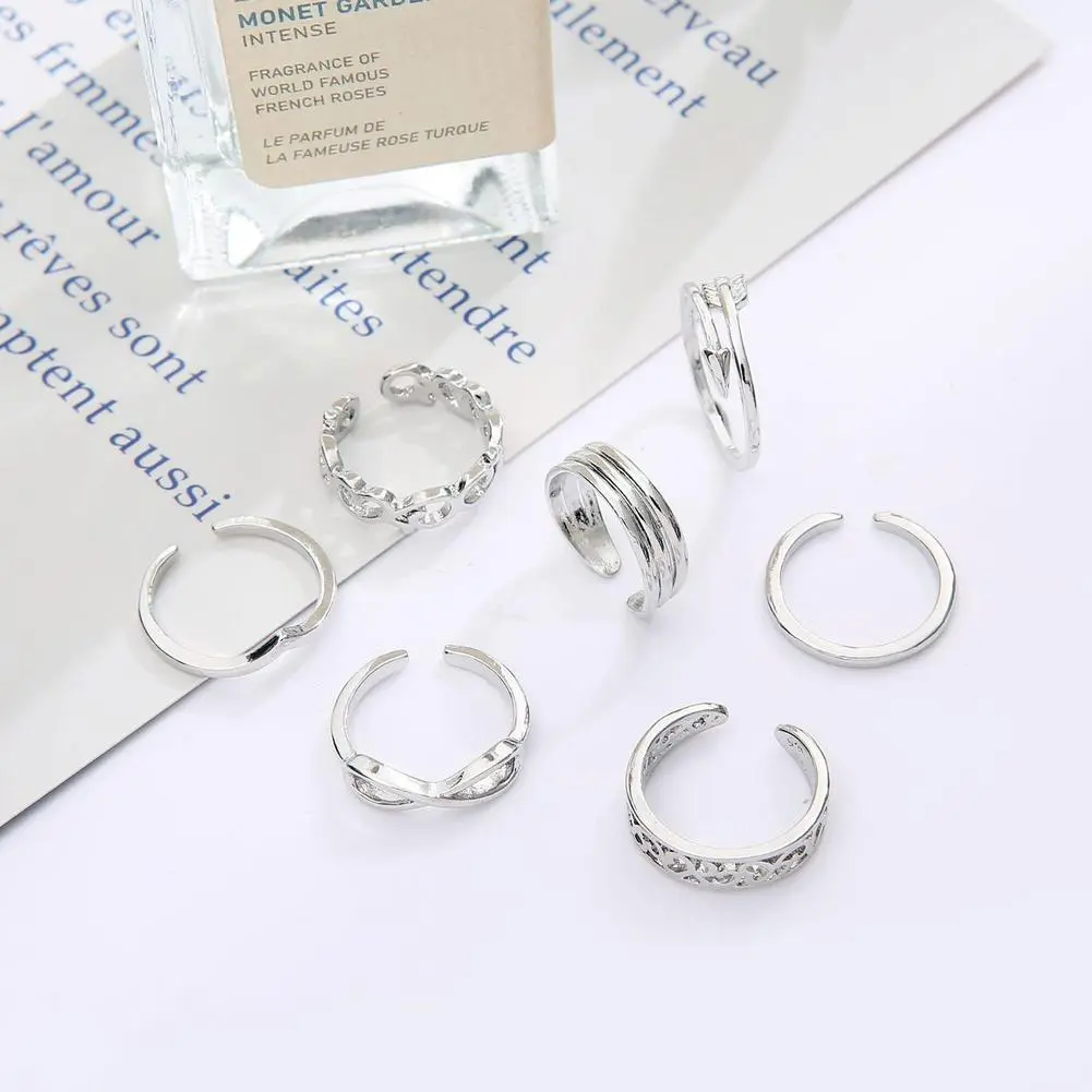 Nhẫn Chân Và Đuôi Đủ, Bộ 8 Chiếc, Dành Cho Phụ Nữ Và Trẻ Em Gái, Có Thể Điều Chỉnh, Thiết Kế Hở Ngón Đốt Chấy, Phong Cách Bãi Biển Mùa Hè, W1V3