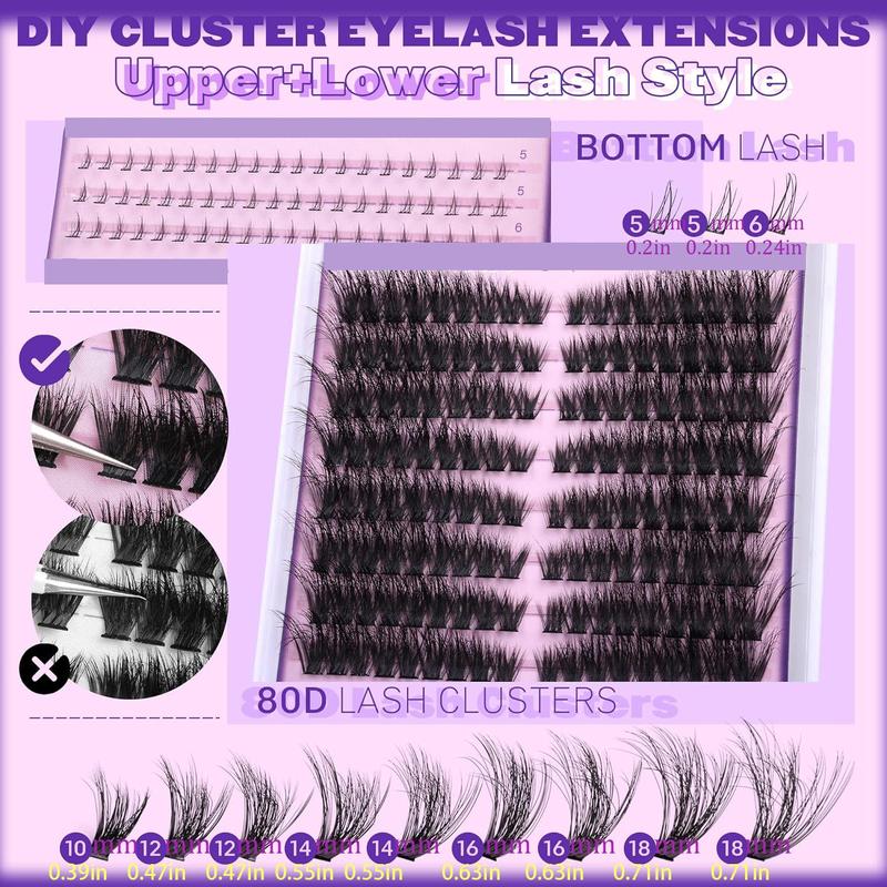 Product Introduction of Individual False Eyelashes with Glue & Remover & Tweezers, 1 Set Natural Look Eyelash Extensions, Self Grafting Curl Eyelashes, Eye Makeup Enhancement, Cosmetic 1