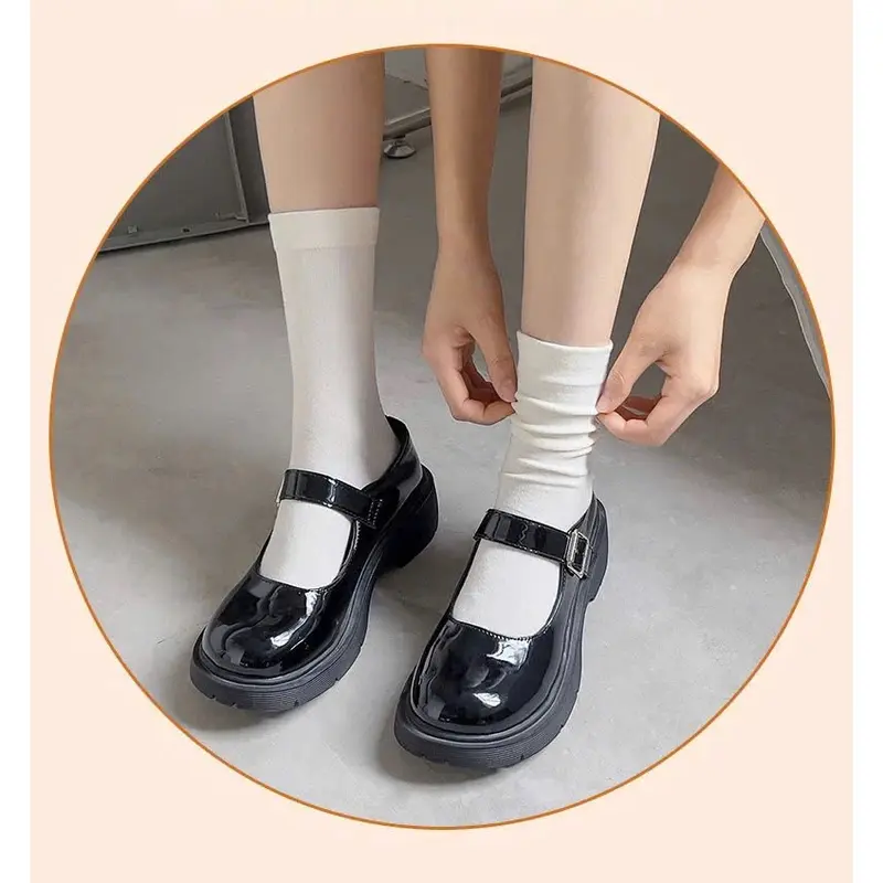 Sét 5 đôi và 10 đôi tất trơn 3 màu cotton phong cách hàn quốc mỏng 4