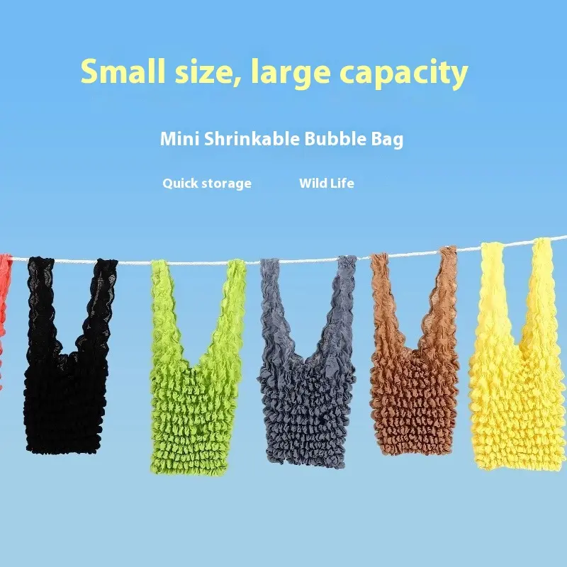 Telescopic magic bag portable telescopic shopping bag bubble bag large capacity pleated bag double-sided environmentally friendly compression handbag