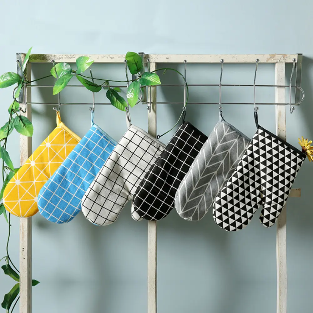 Kitchen Heat Resistant Cotton Glove Oven Pot Holder Baking BBQ Cooking Mitt