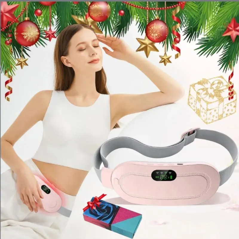 Portable Wireless Heating Pad, Electric Massage Belt with 3 Heating Levels & 4 Massage Modes, Back Or Abdominal Heating Pad for Women & Girls