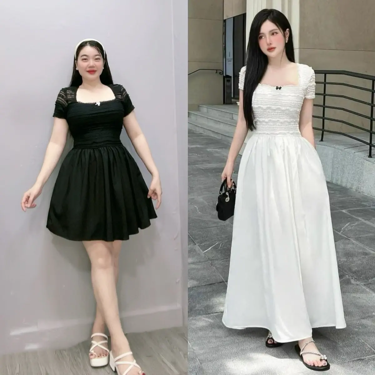 Đầm ren bigsize,  váy dáng xoè phối ren dài và ngắn dành cho nữ chubby có độ co giản tốt - ĐẦM REN