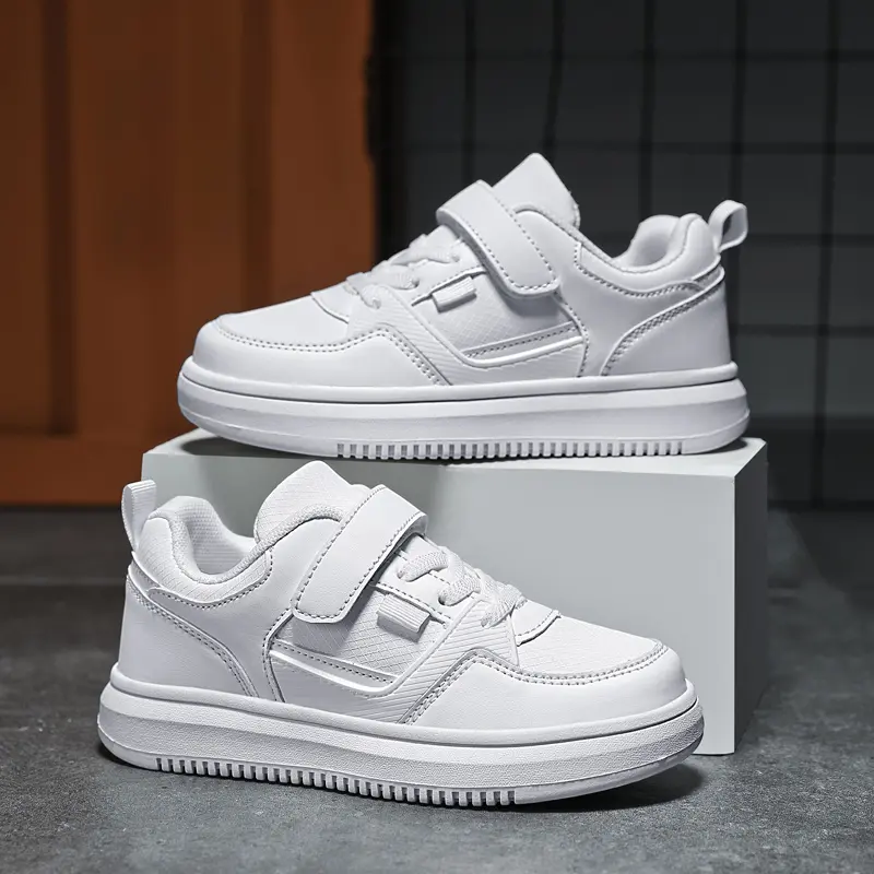 Children Shoes Boy Sneaker Black White Leather Kids Casual Sneaker  Sports Tennis Shoes for Boy Girls