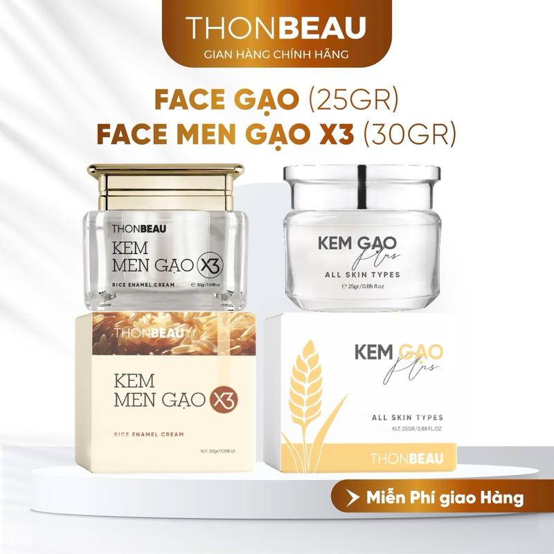 Kem Face Gạo Plus [25g]+ Kem Men Gạo X3 [30g] - Skincare Làm Đẹp Da Dưỡng Ẩm Da Chăm Sóc Da