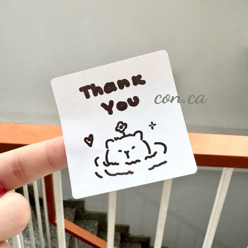 Cá | Set 50 tem nhãn dán trang trí thank you size vuông, CAPYBARA