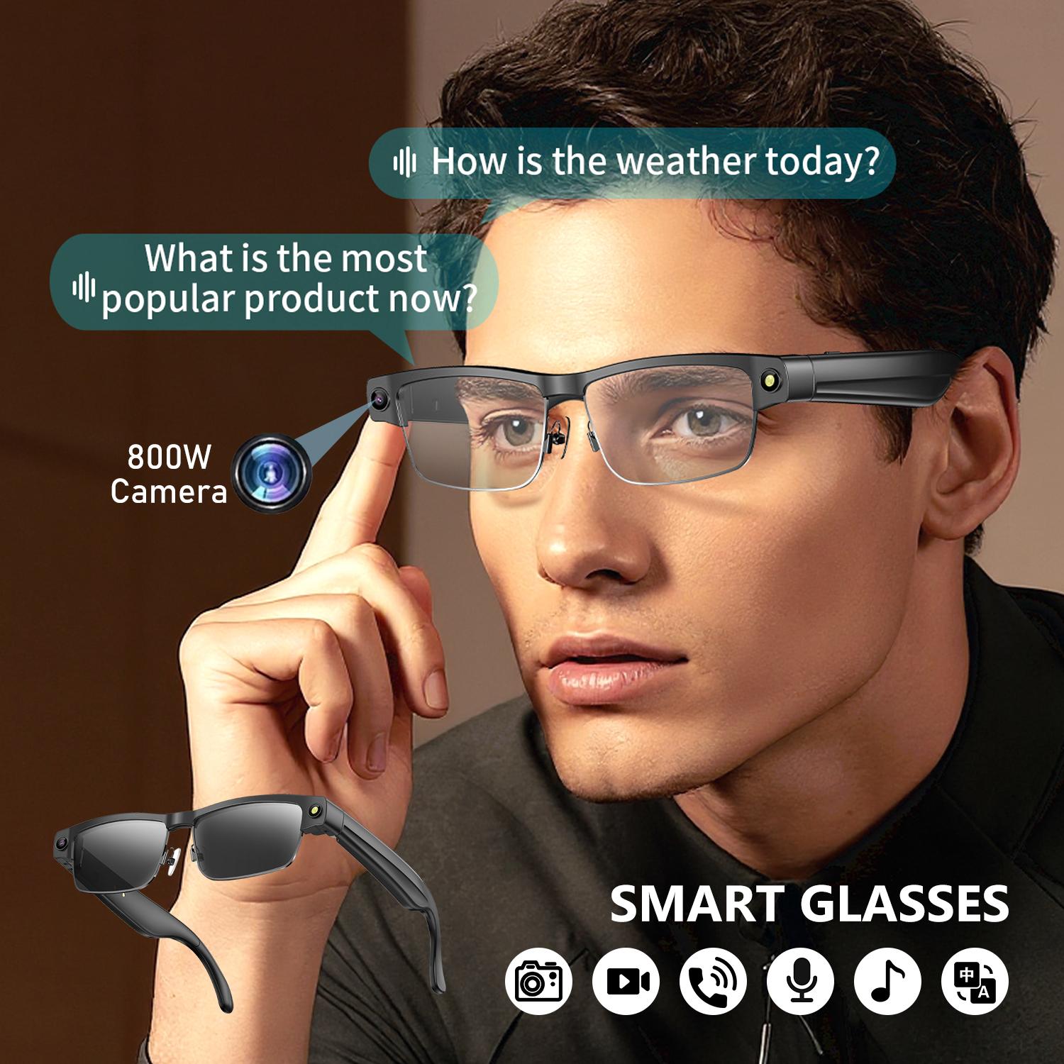 Camera Smart Glasses Photo Video Record BT Call Music Playback Smart Glasses Al Object Recognition Voice Assistant Sunglasses - Image 2