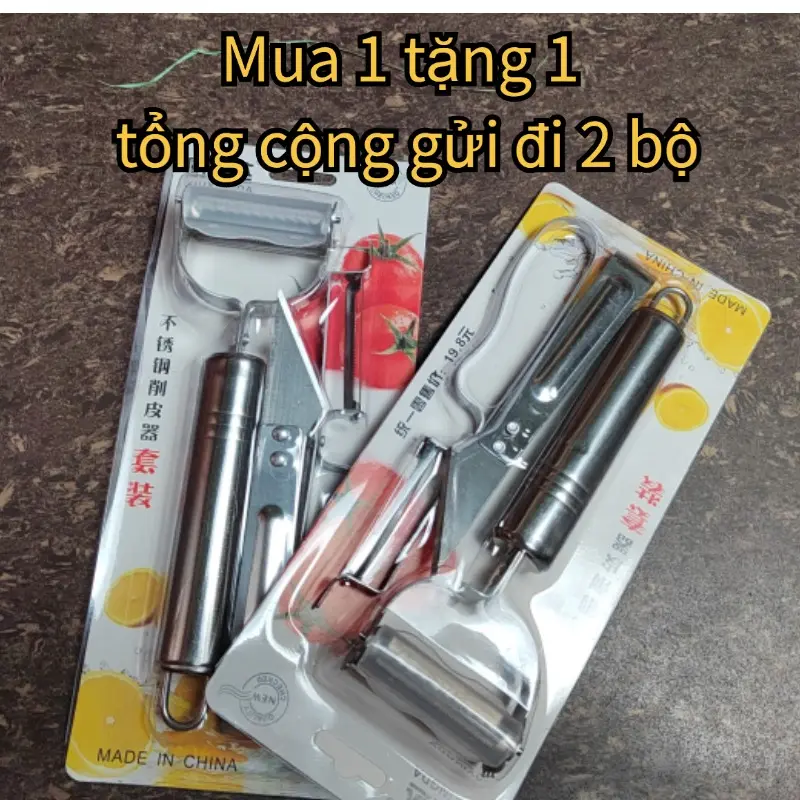 Mua 1 tặng 1 va 2  loại quà Set 3 nạo củ quả inox,1 cây nạo 2 lƯỡi, 1 cây nạo 1 lưỡi, 1 dung cụ nhổ lông làm lòng gà vit 0