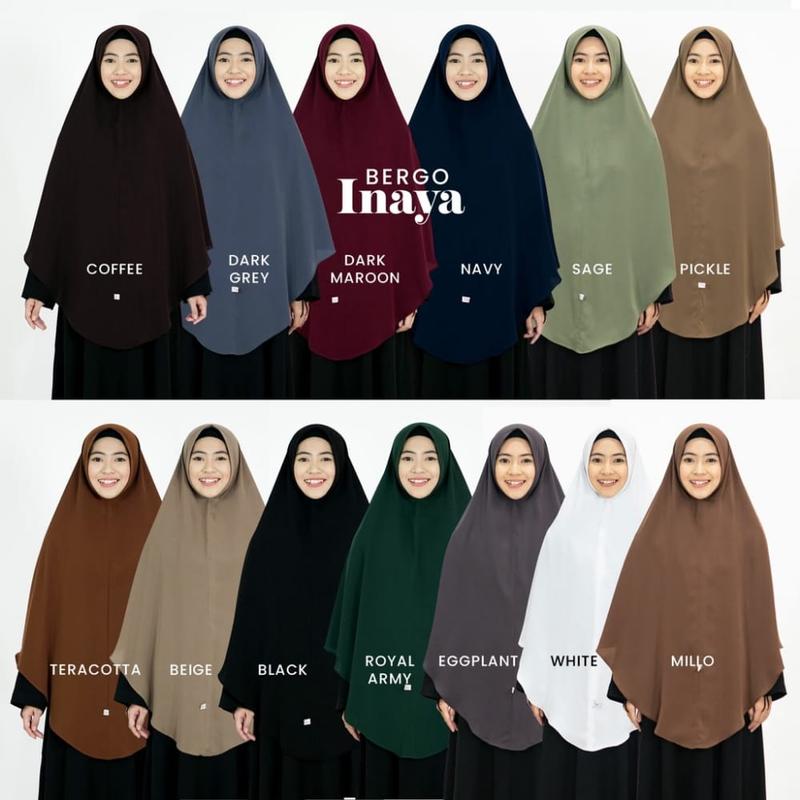 HIJAB HAYURI BERGO INAYA BERGO NONPED WOOLPEACH PREMIUM GRADE A 1