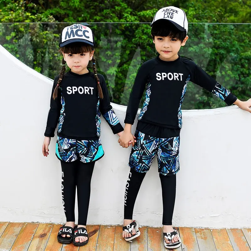 Bộ Đồ Bơi, Dài Tay, Bảo Vệ Tia Cực Tím, Thoải Mái, Dành Cho Bé Trai Và Bé Gái, Thích Hợp Cho Trẻ 2-14 Tuổi, Bộ Đồ Bơi Trẻ Em, Bộ Đồ Bơi Bé Trai, Bộ Đồ Bơi Bé Gái 1