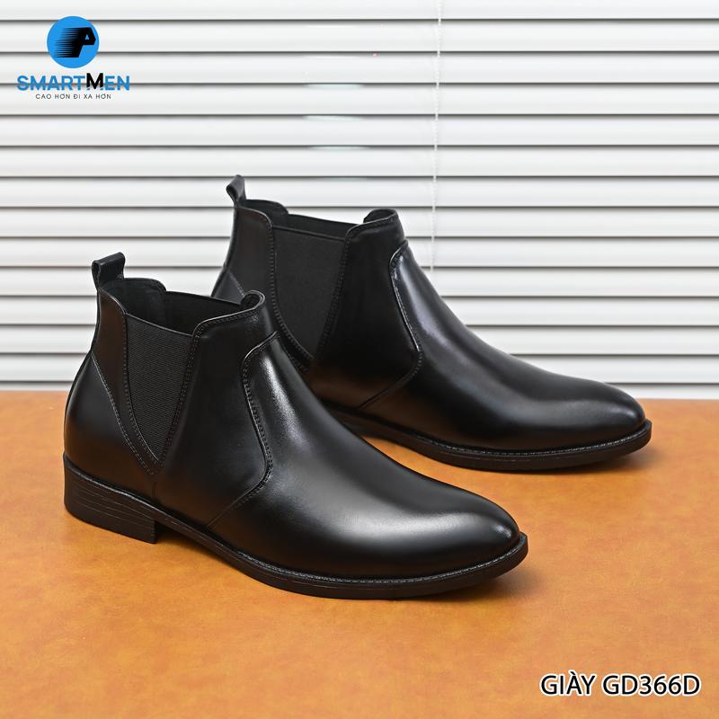 Giày da nam Smartmen Chelsea boot GD366-D tăng chiều cao 5cm đế cao su đúc nguyên khối
