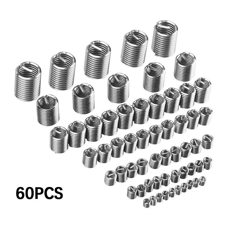 Product Introduction of 60Pcs Wire Thread Insert M3 M4 M5 M6 M8 M10 M12 Fastening Thread Insert Stainless Steel Spiral Wire Screw Sleeve Wear Repair Kit 35