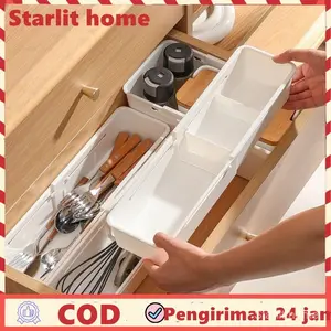 Kotak Organizer Sekat Laci Pakaian Fleksibel Tempat Bumbu Sendok Plastik Putih Kotak Penyimpanan Dapur Bawah Wastafel Fleksibel Box Organizer Tempat Penyimpanan Serbaguna Kotak Penyimpanan Multi Fungsi Serbaguna Perapi Laci Organiser Box Make up Organiser