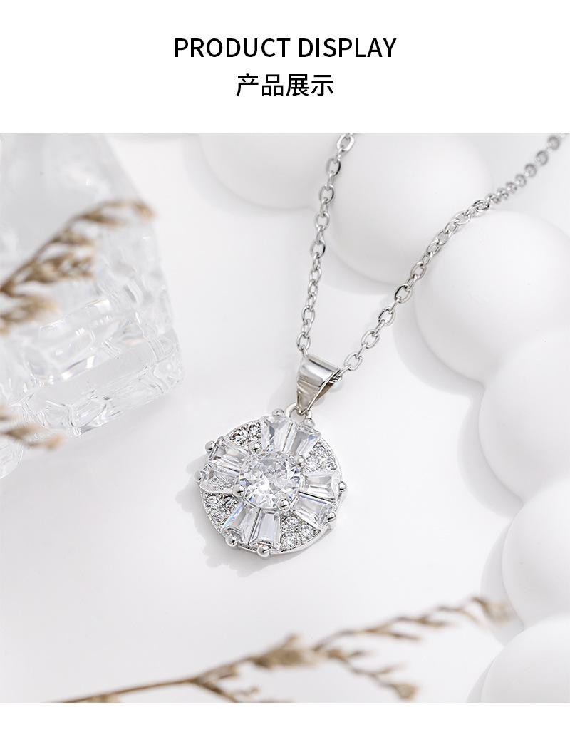 Product Introduction of Niche Clavicle Chain Ceiling! Rotating Zircon Flower Pendant Necklace for Women Light Luxury Temperament Non-Collision Ins Style Wear and Match Artifact 3