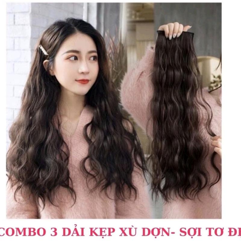 Combo 3 dải tóc kẹp mẫu sóng dài [BÁN CHẠY] làm phồng chân tóc, tóc tơ siêu mềm mượt