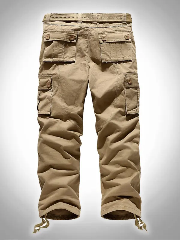 Men's Plain Pocket Button Fly Cargo Pants without Belt, Cargo Pants for Men, Casual Regular Fit Straight Leg Trousers for Fall Winter, Menswear, Comfy Bottoms, Men's Clothing,  Work Trousers Men 7