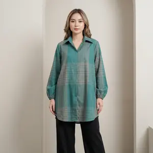 [ready stock]Asaya Atasan gaya retro kerah v model longgar motif cetak untuk wanita