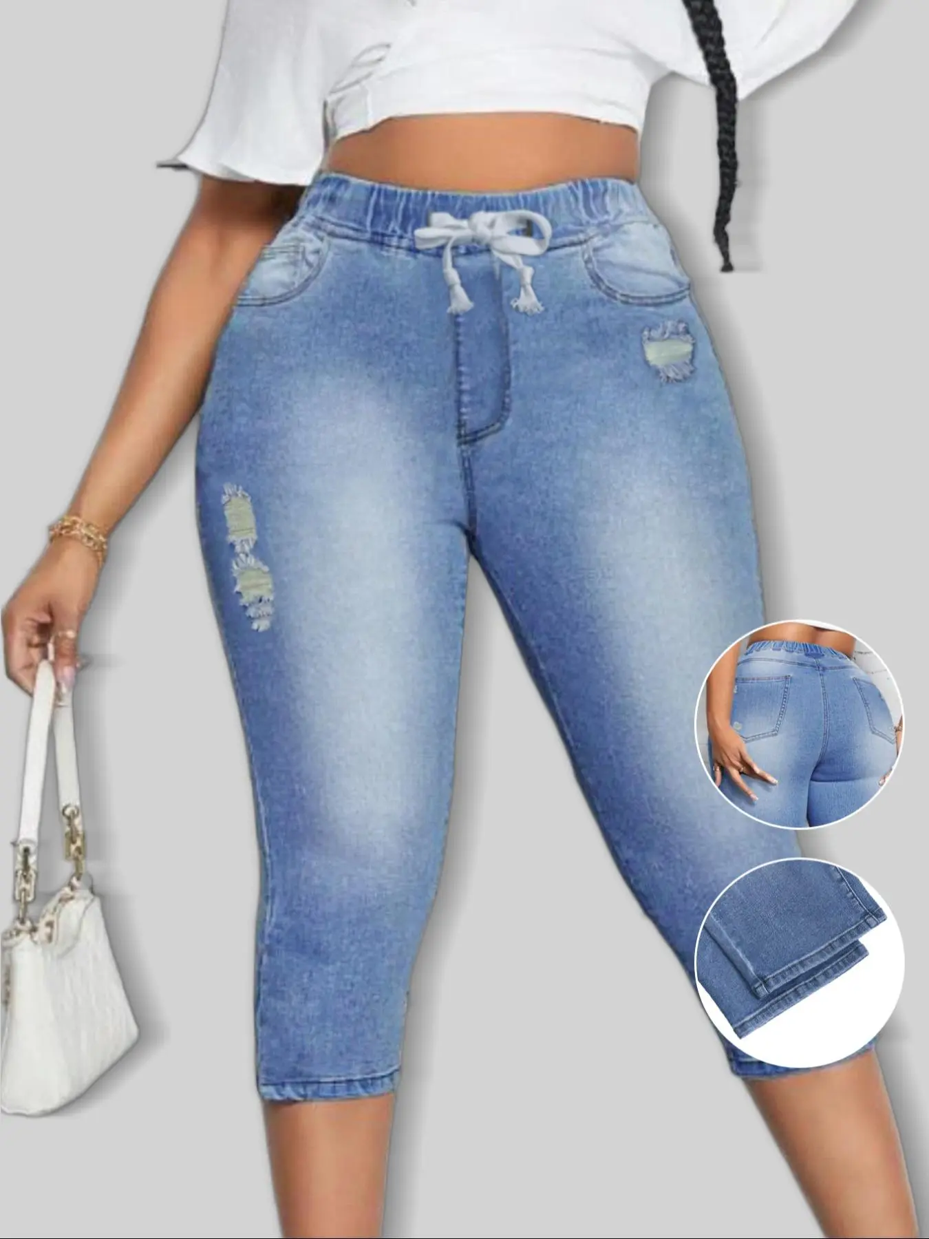 Women's Capris Denim Jeans, Casual Comfy Skinny Jeans for Daily Wear, Ladies Bottoms for All Seasons, Jeggings