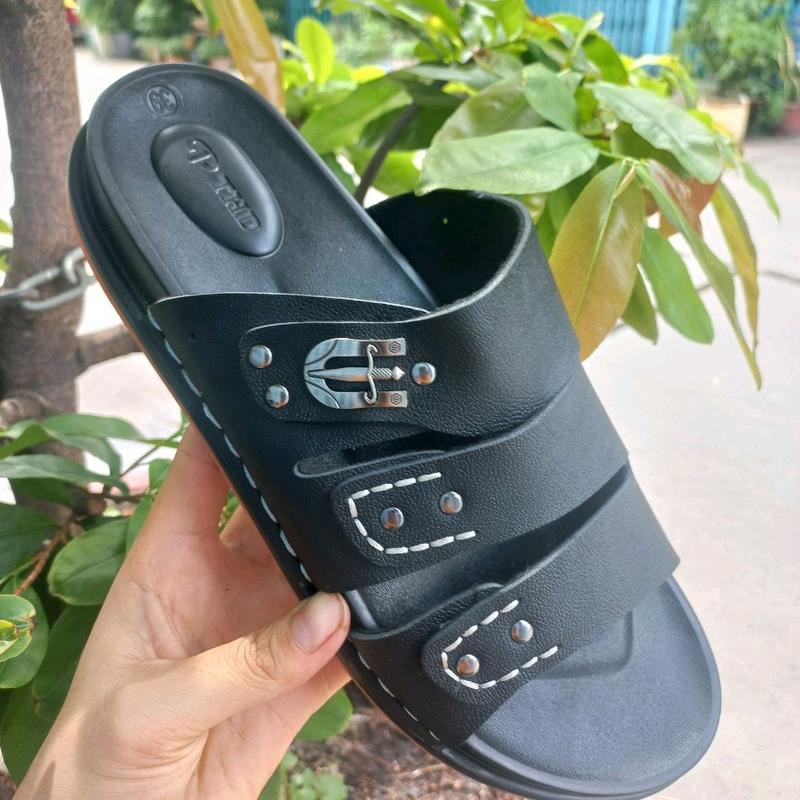 Dép nam quai da 3 quai, đế chống trơn trượt, quai may vào đế bền đẹp 4