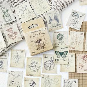 Mini sellos de Bosque de Plantas, 1 Caja de Decoración Hazlo Tú Mismo, Pegatinas de Animales y Mariposas para Scrapbooking, Material Decorativo DIY para Collage y Registro de Diarios