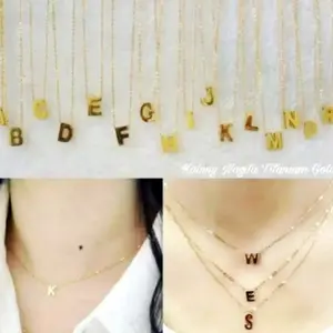 MiNiZi Kalung titanium inisial alfabet huruf nagita Model A-Z Gold silver Anti Luntur anti karat