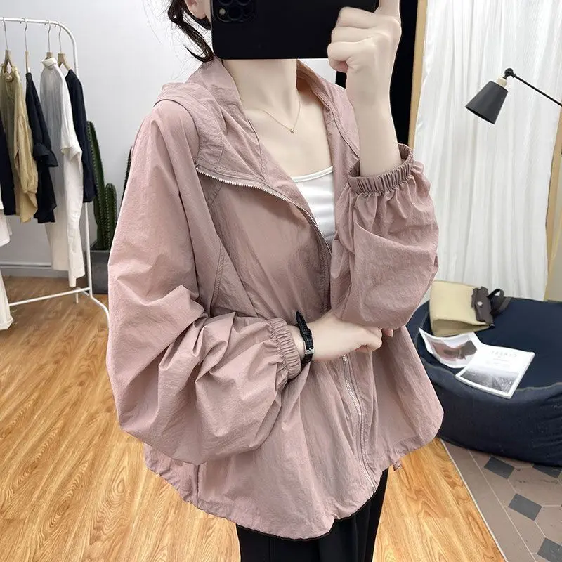 Quần Áo Chống Nắng, Mỏng Và Rộng, Có Mũ Trùm Đầu, Dành Cho Phụ Nữ, Phong Cách Hàn Quốc, Chống Tia Cực Tím, Áo Cardigan, Áo Khoác Dễ Phối Đồ Mùa Hè 2024