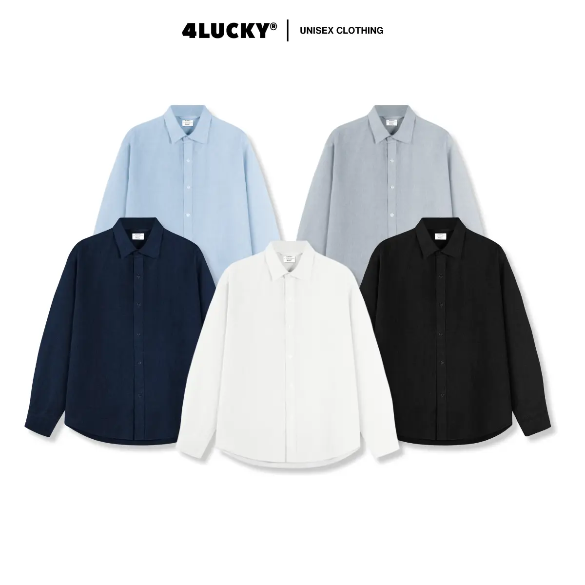 Áo Sơ Mi Trơn Tay Dài 4Lucky Oxford 6806 - Form Oversize Unisex