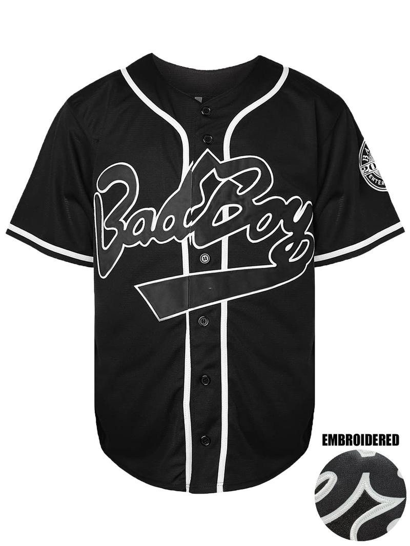 Product Introduction of Men's Letter & Figure Embroidery Baseball Jersey, Loose Casual Retro Baseball Top, Streetwear Men's Top for Daily Wear 3