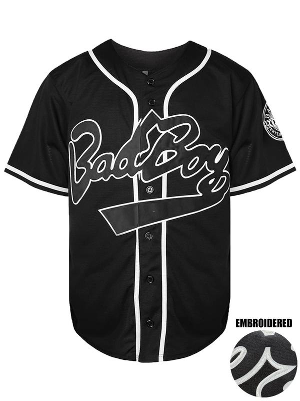 Men's Letter & Figure Embroidery Baseball Jersey, Loose Casual Retro Baseball Top, Streetwear Men's Top for Daily Wear 2