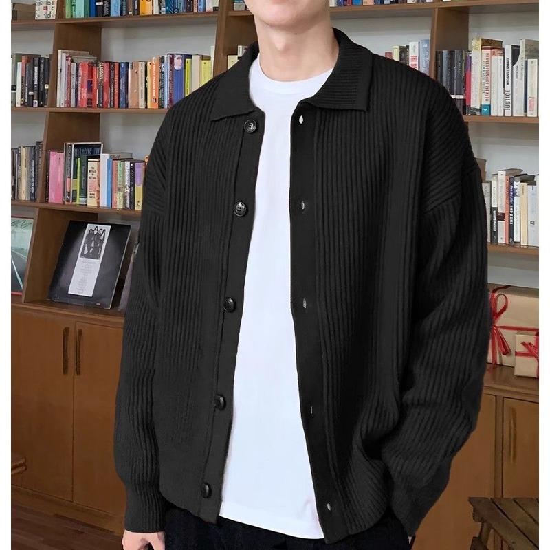 Product Introduction of Áo Khoác Cardigan Len, Màu Xanh Lá Đậm Trơn Cổ Polo, Dáng Rộng Vừa Vặn, Thoải Mái, Mặc Mùa Thu Và Mùa Đông, Phong Cách Hàn Quốc, Thời Trang Nam, Trang Phục Thường Ngày 3