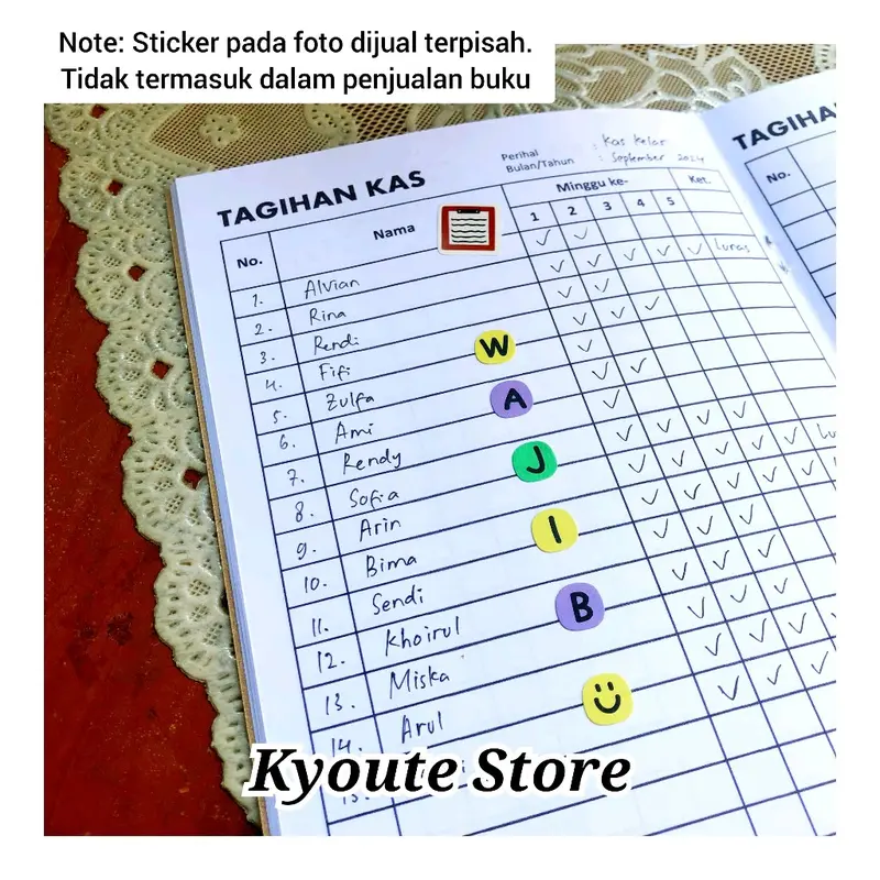 Buku Kas Tagihan Mingguan Bulanan Peserta A5 Kyoute Weekly Monthly Bills Tracker Book Simple General 3