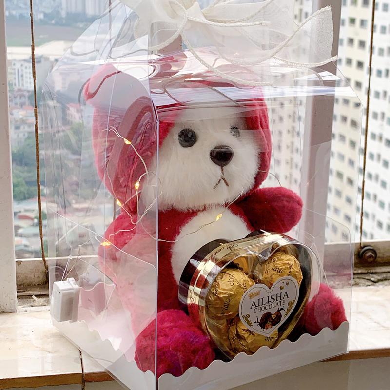 Hộp quà gấu ôm Socola tặng Noel VALENTINE sinh nhật 20 10 noel set quà tặng người yêu bạn bè tặng bé các ngày lễ 8 3
