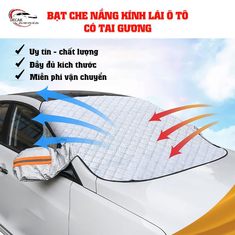 Tấm bạt che nắng kính lái ô tô có tai gương, miếng che chắn thiết bị chống nắng bảo vệ kính lái nội thất xe hơi, oto 4,5,7 chỗ