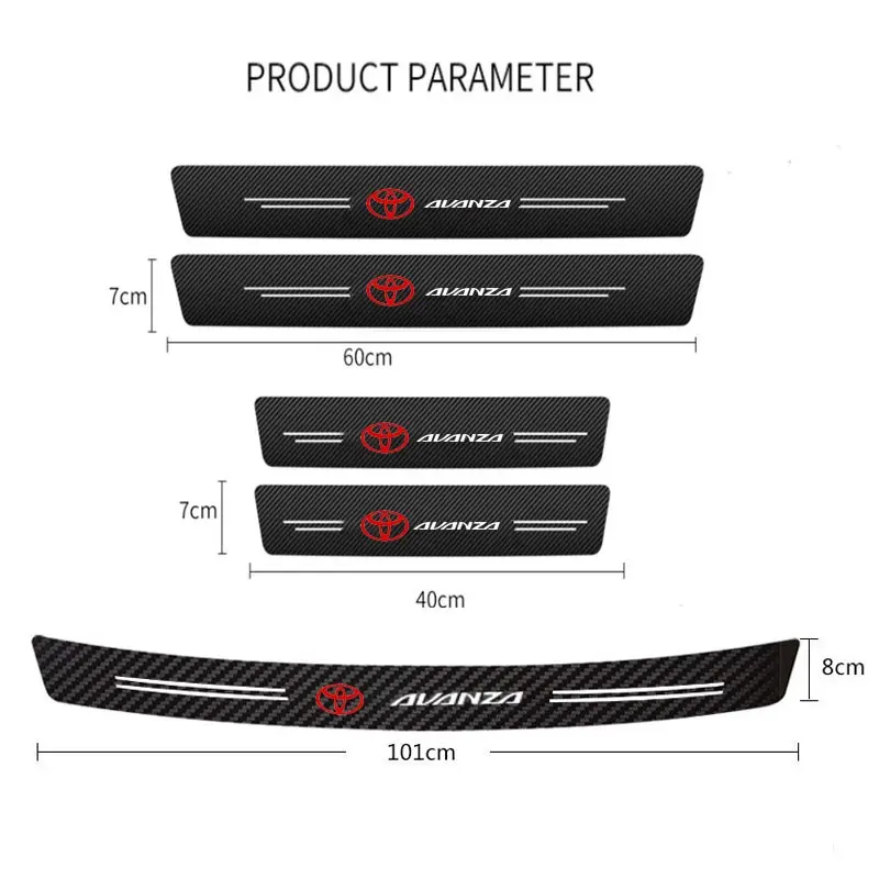 Stiker Pelindung Pintu Dan Bagasi Bahan Carbon Fiber Anti Gores Untuk Mobil Toyota Avanza 4