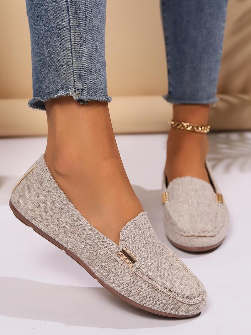 Product Introduction of Women's Fashionable Plain Color Slip on Loafers, 2025 New Style Casual Comfortable Breathable Shoes for Daily Wear, Lightweight Breathable Shoes for All Seasons 8