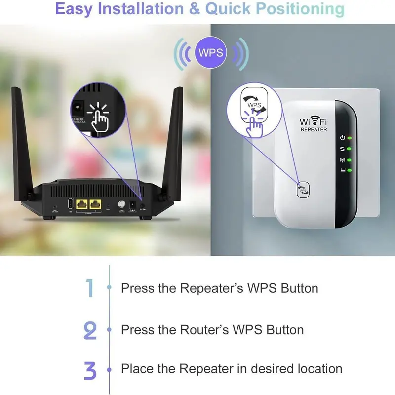 WiFi Range Extender, WiFi Repeater, WiFi Extenders Signal Extenders for Home, 2.4GHz Repeater with Ethernet Port & Access Point, Enhancing Wireless White Network Coverage, Office Accessories, Funny Gift 4