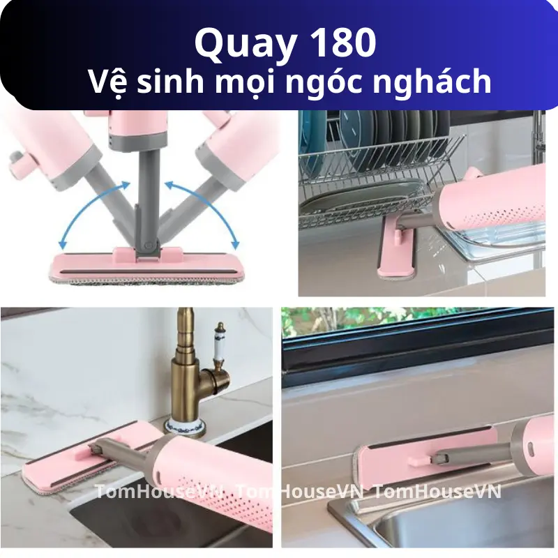 Cây Lau Nhà Tự Vắt Cầm Tay Phiên Bản Cao Cấp, Cây Lau Đa Năng Mini Lười Không Cần Giặt Tay Gấp Gọn 4